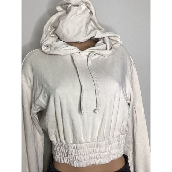 New. Monrow ivory oversized crop hoodie. XS Retails $100 - Picture 2 of 10